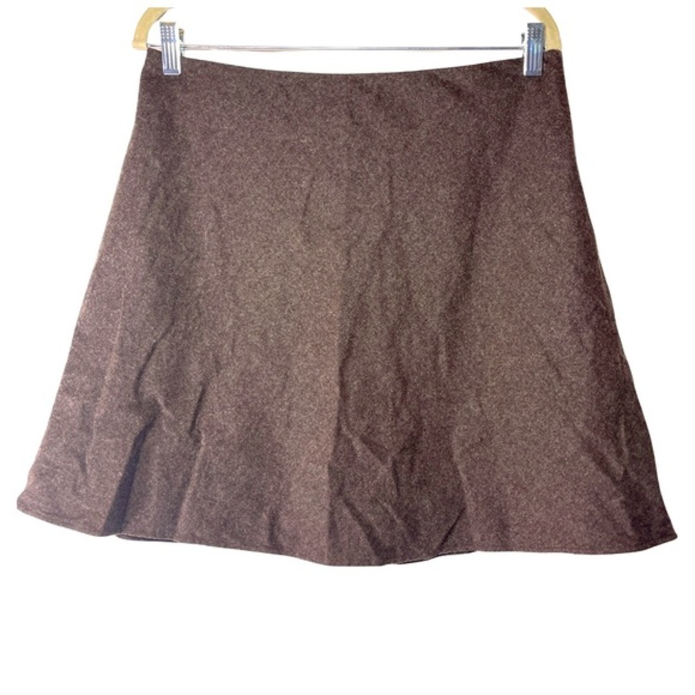 J. McLaughlin Brown Wool A-Line Skirt 12‎
